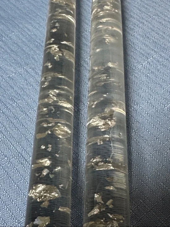 Lucite taper candles clear filled with silver flecks 10” tall - Picture 4 of 6